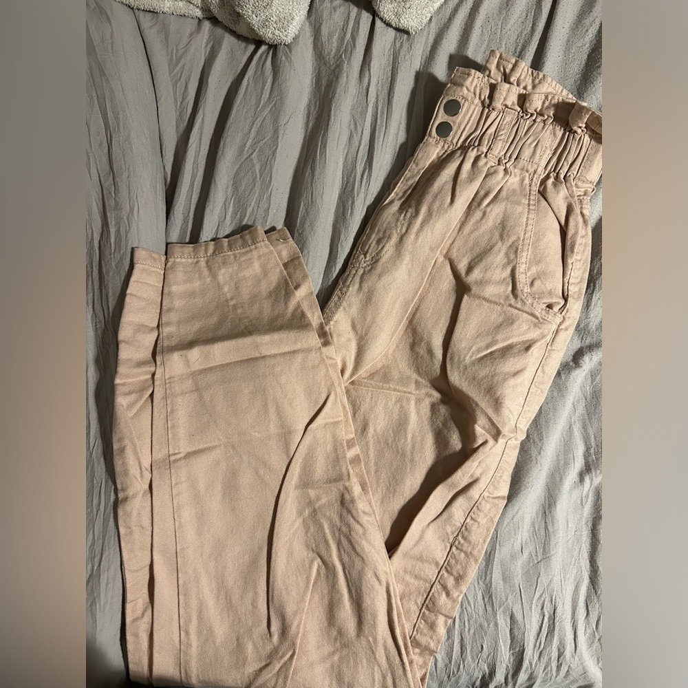 Pink paper bag pants
